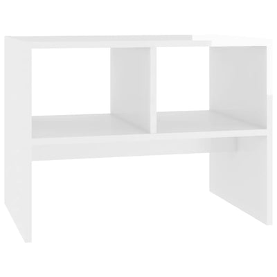 Side Table High Gloss White 60x40x45 cm Engineered Wood