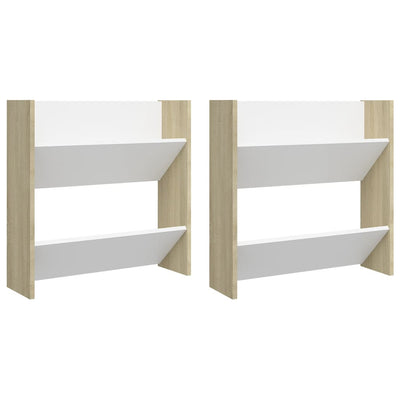 Wall Shoe Cabinets 2 pcs White&Sonoma Oak 60x18x60 cm Engineered Wood