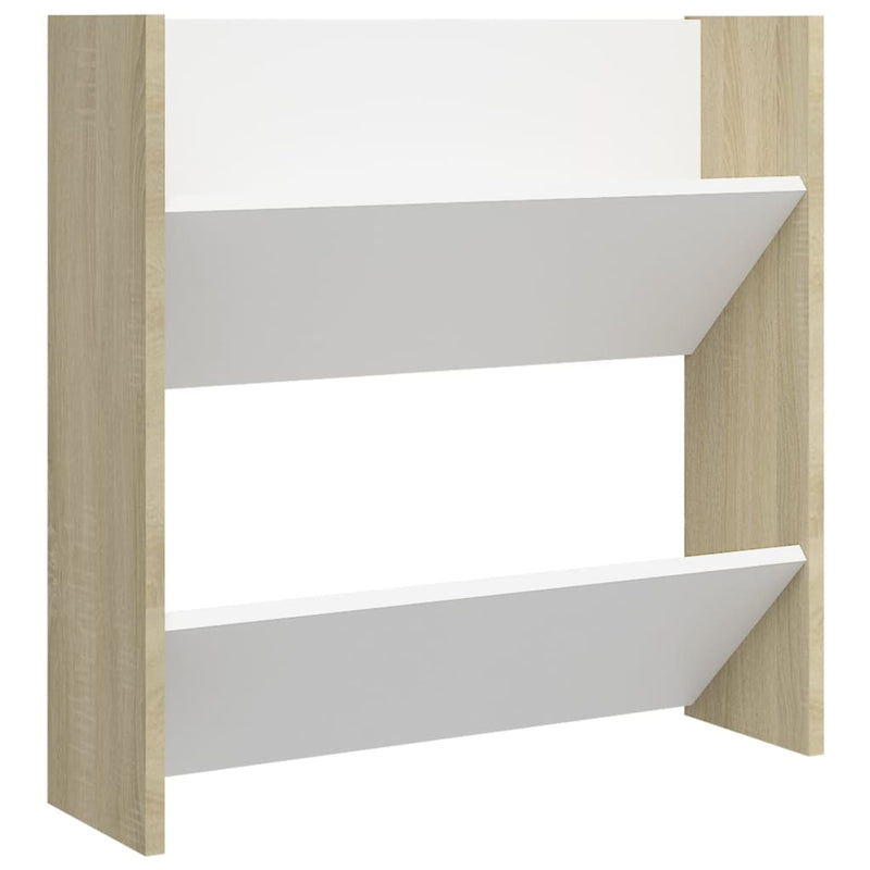 Wall Shoe Cabinets 2 pcs White&Sonoma Oak 60x18x60 cm Engineered Wood