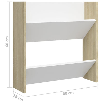 Wall Shoe Cabinets 2 pcs White&Sonoma Oak 60x18x60 cm Engineered Wood