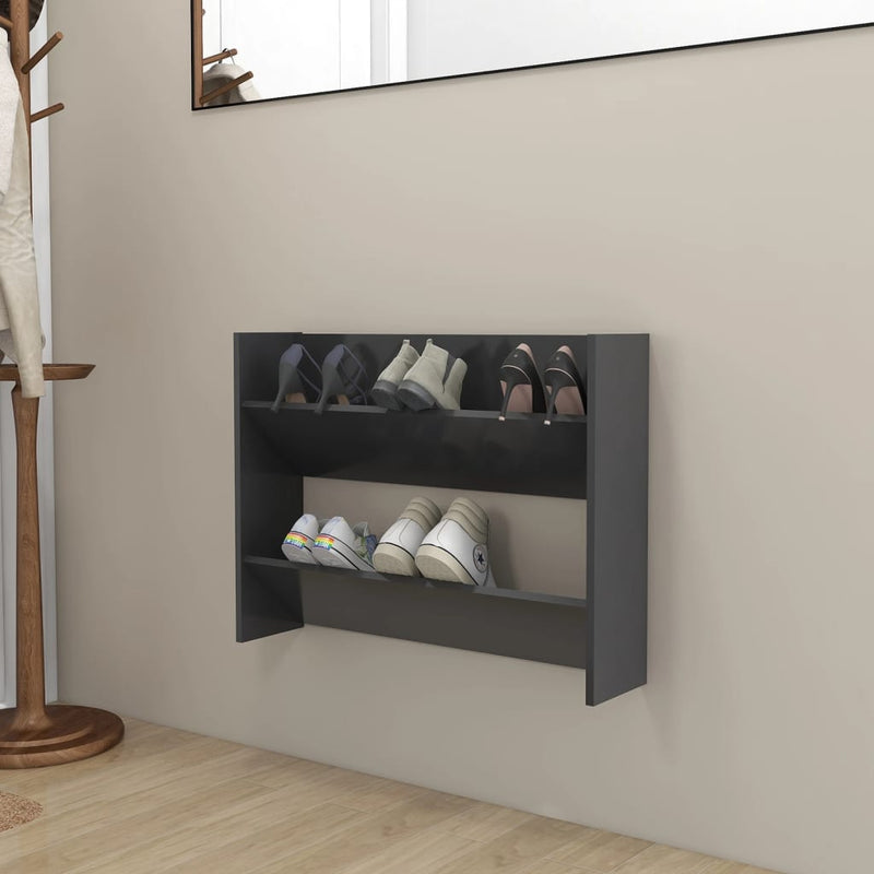 Wall Shoe Cabinet Grey 80x18x60 cm Engineered Wood