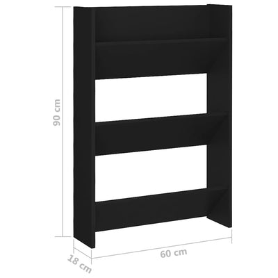 Wall Shoe Cabinets 2 pcs Black 60x18x90 cm Engineered Wood