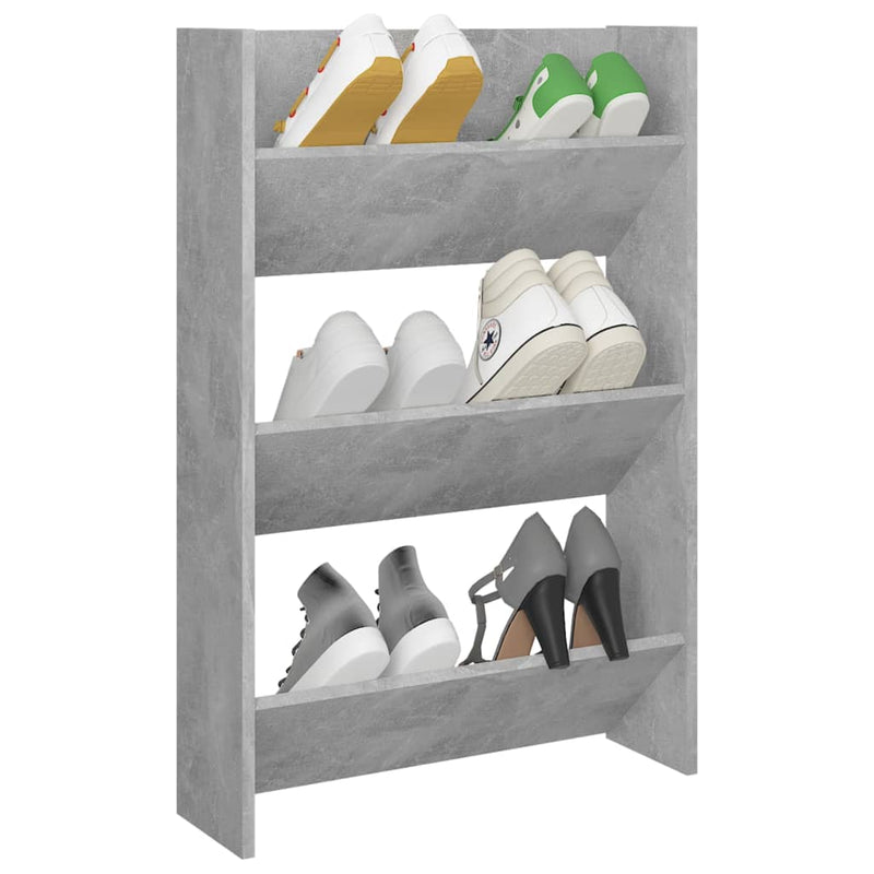 Wall Shoe Cabinet Concrete Grey 60x18x90 cm Engineered Wood