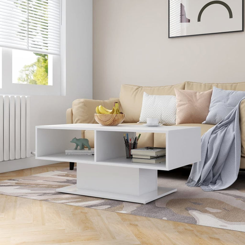 Coffee Table White 103.5x50x44.5 cm Engineered Wood