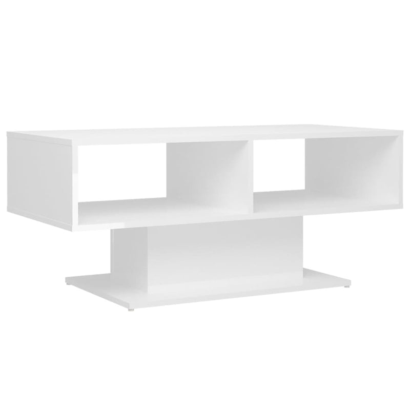 Coffee Table High Gloss White 103.5x50x44.5 cm Engineered Wood