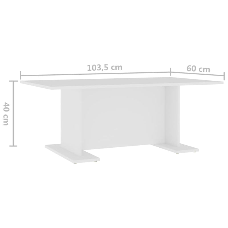 Coffee Table White 103.5x60x40 cm Engineered Wood