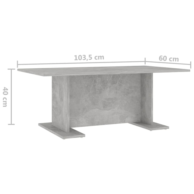 Coffee Table Concrete Grey 103.5x60x40 cm Engineered Wood