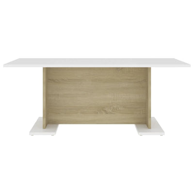 Coffee Table White and Sonoma Oak 103.5x60x40 cm Engineered Wood