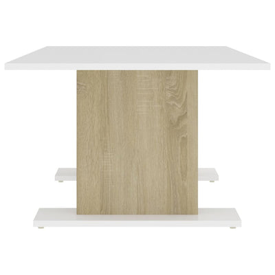 Coffee Table White and Sonoma Oak 103.5x60x40 cm Engineered Wood