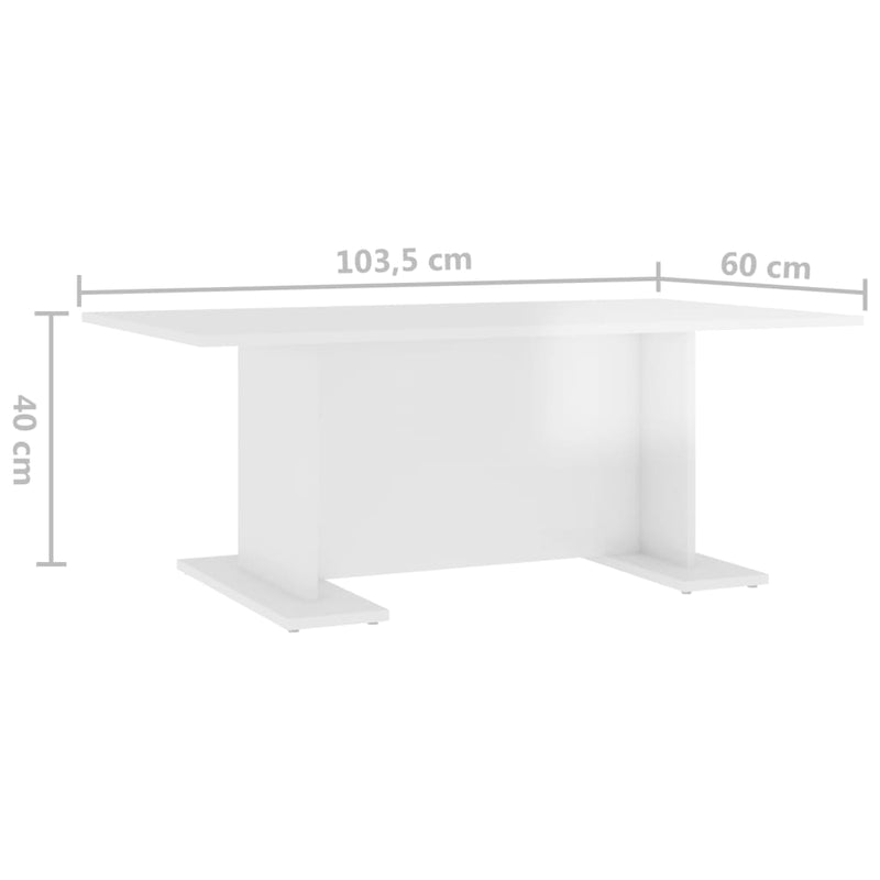 Coffee Table High Gloss White 103.5x60x40 cm Engineered Wood