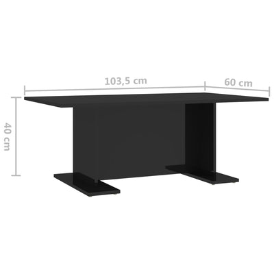 Coffee Table High Gloss Black 103.5x60x40 cm Engineered Wood