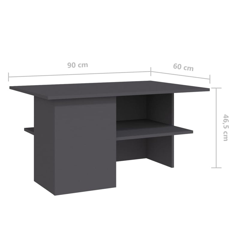 Coffee Table Grey 90x60x46.5 cm Engineered Wood