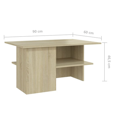 Coffee Table Sonoma Oak 90x60x46.5 cm Engineered Wood