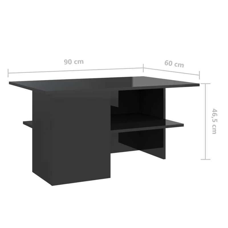 Coffee Table High Gloss Black 90x60x46.5 cm Engineered Wood