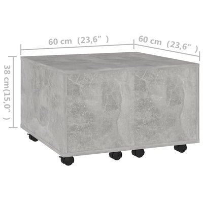 Coffee Table Concrete Grey 60x60x38 cm Engineered Wood