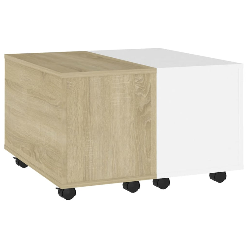 Coffee Table White and Sonoma Oak 60x60x38 cm Engineered Wood