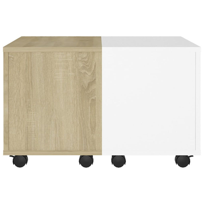 Coffee Table White and Sonoma Oak 60x60x38 cm Engineered Wood