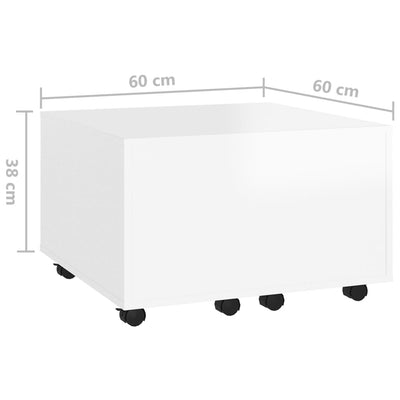 Coffee Table High Gloss White 60x60x38 cm Engineered Wood