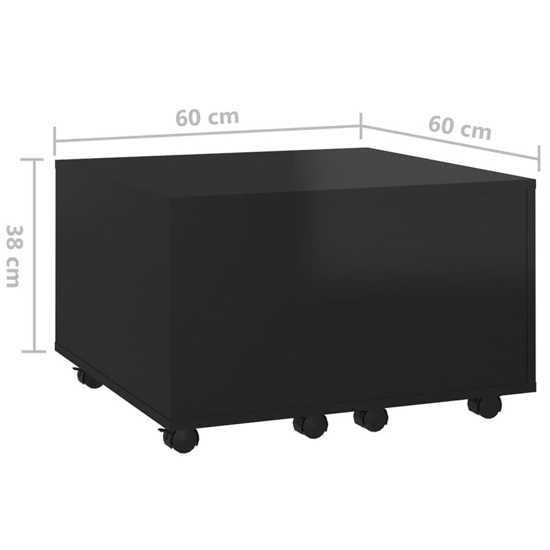 Coffee Table High Gloss Black 60x60x38 cm Engineered Wood