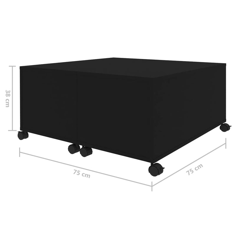 Coffee Table Black 75x75x38 cm Engineered Wood