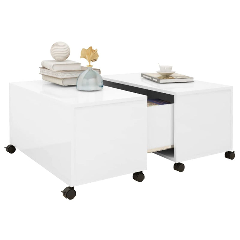 Coffee Table High Gloss White 75x75x38 cm Engineered Wood