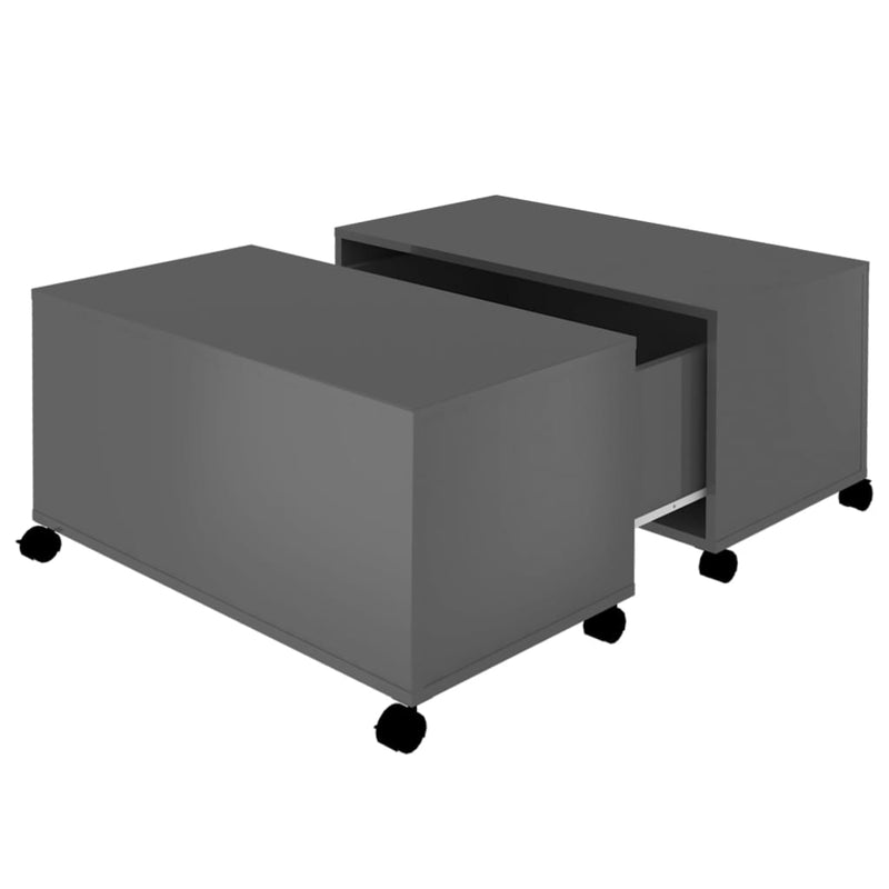 Coffee Table High Gloss Grey 75x75x38 cm Engineered Wood