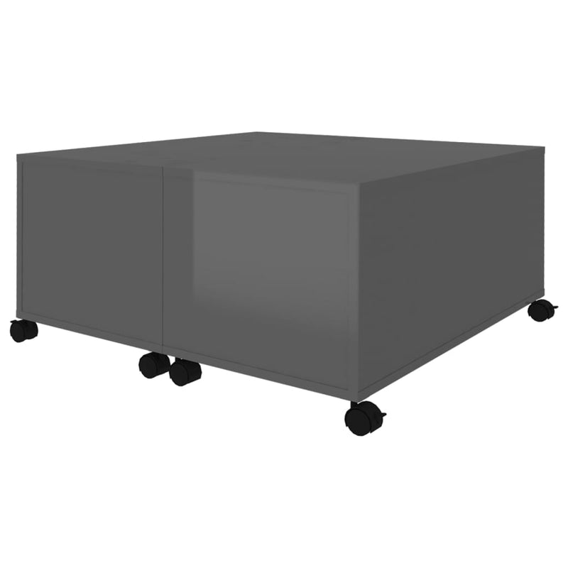 Coffee Table High Gloss Grey 75x75x38 cm Engineered Wood