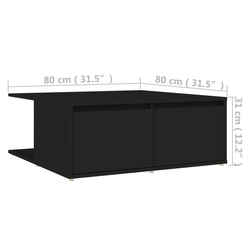 Coffee Table Black 80x80x31 cm Engineered Wood