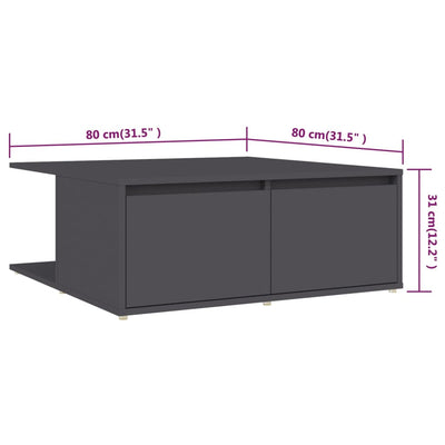 Coffee Table Grey 80x80x31 cm Engineered Wood