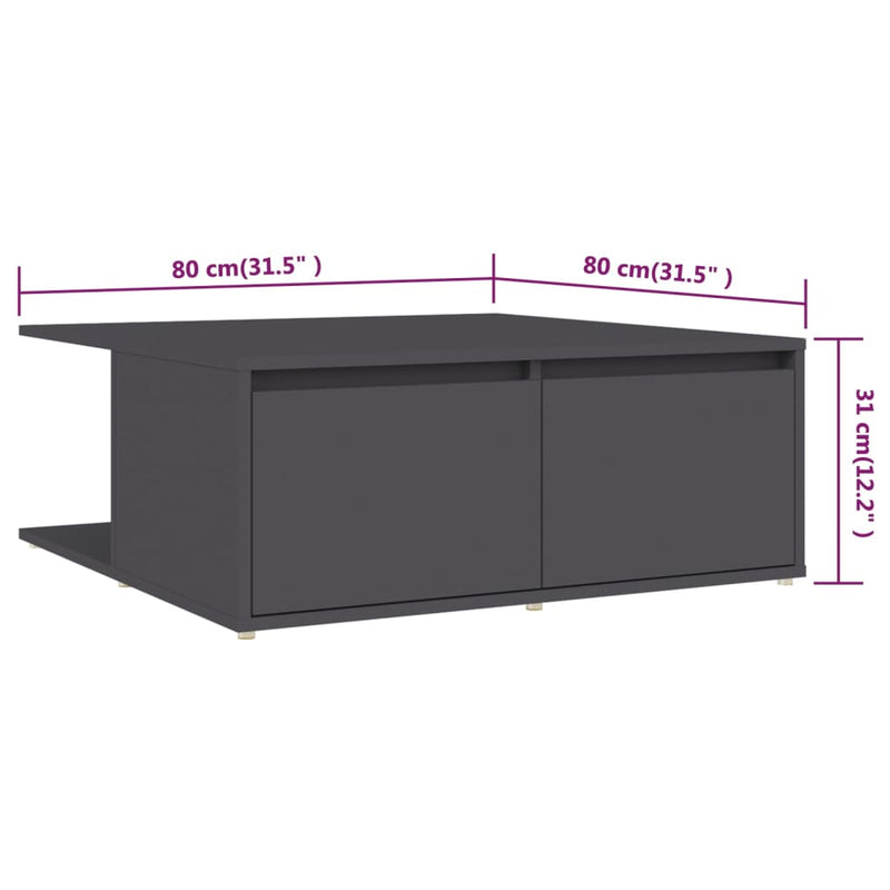 Coffee Table Grey 80x80x31 cm Engineered Wood