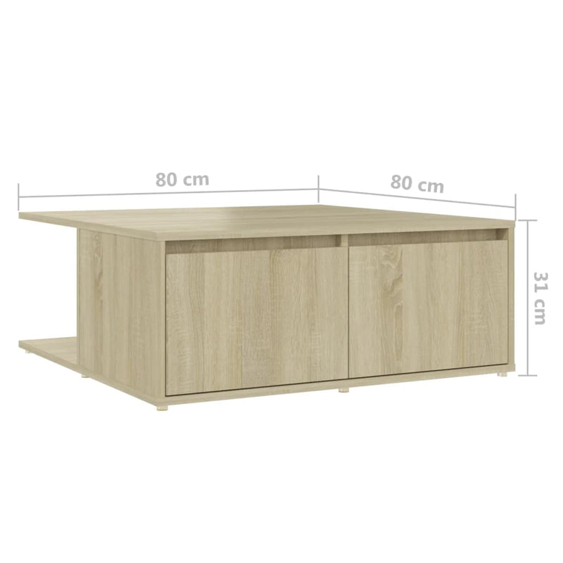 Coffee Table Sonoma Oak 80x80x31 cm Engineered Wood