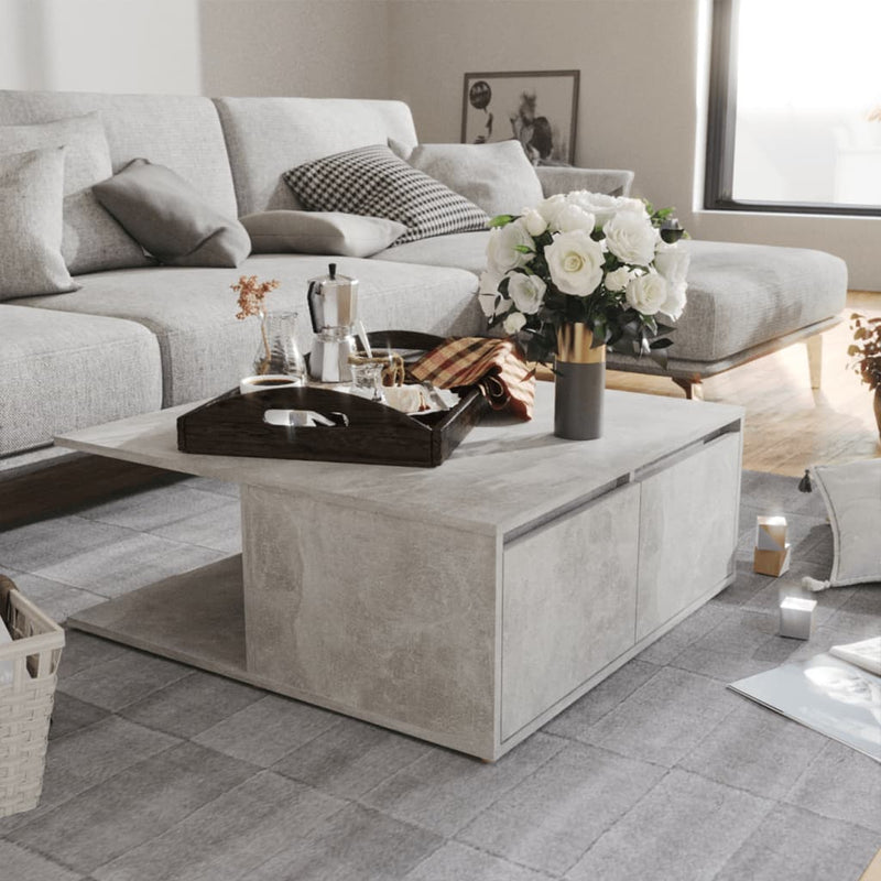 Coffee Table Concrete Grey 80x80x31 cm Engineered Wood