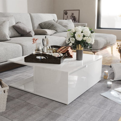 Coffee Table High Gloss White 80x80x31 cm Engineered Wood