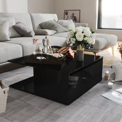 Coffee Table High Gloss Black 80x80x31 cm Engineered Wood