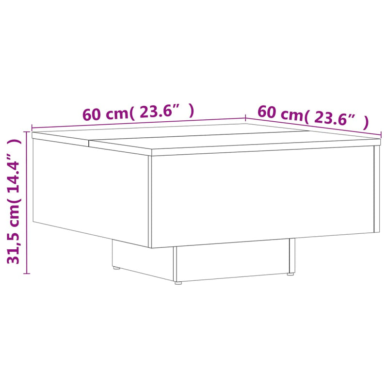 Coffee Table Sonoma Oak 60x60x31.5 cm Engineered Wood