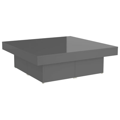 Coffee Table High Gloss Grey 90x90x28 cm Engineered Wood