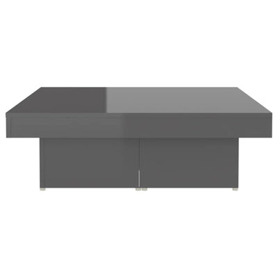 Coffee Table High Gloss Grey 90x90x28 cm Engineered Wood