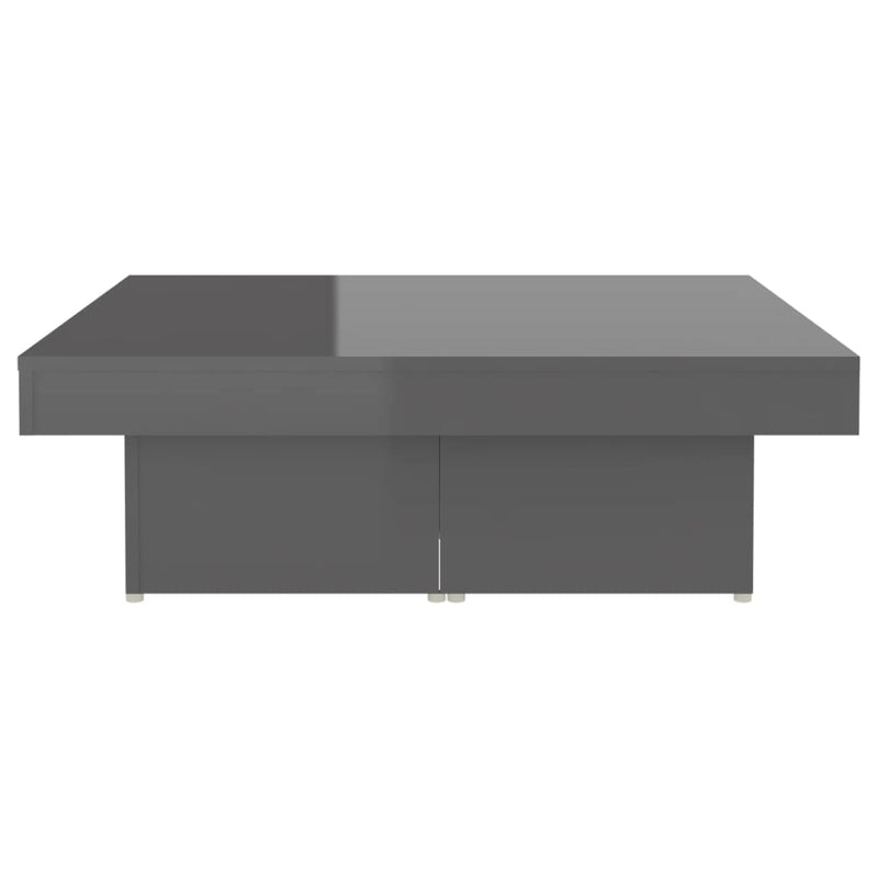 Coffee Table High Gloss Grey 90x90x28 cm Engineered Wood