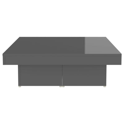 Coffee Table High Gloss Grey 90x90x28 cm Engineered Wood