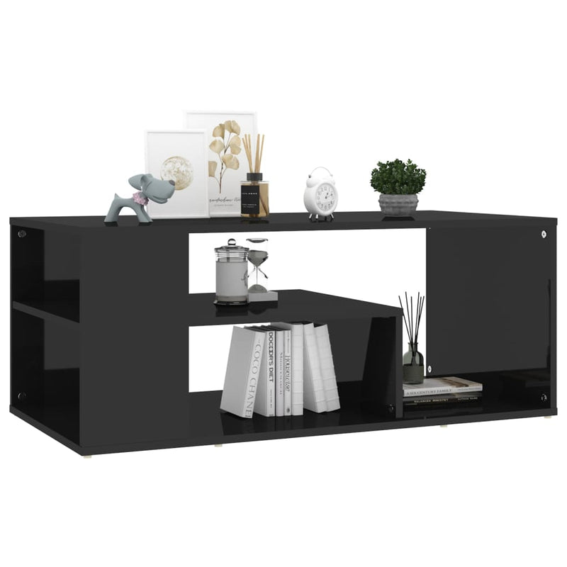 Coffee Table High Gloss Black 100x50x40 cm Engineered Wood