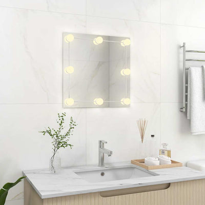 Wall Mirror with LED Lights Square Glass