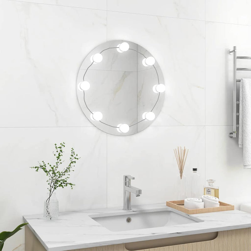 Wall Mirror with LED Lights Round Glass