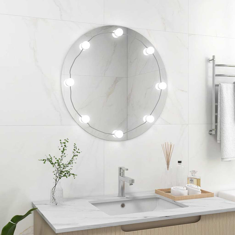 Wall Mirror with LED Lights Round Glass