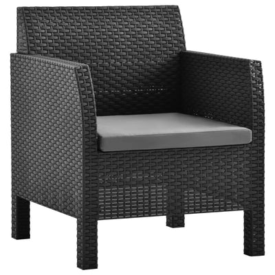 Garden Chairs with Cushions 2 pcs PP Rattan Anthracite