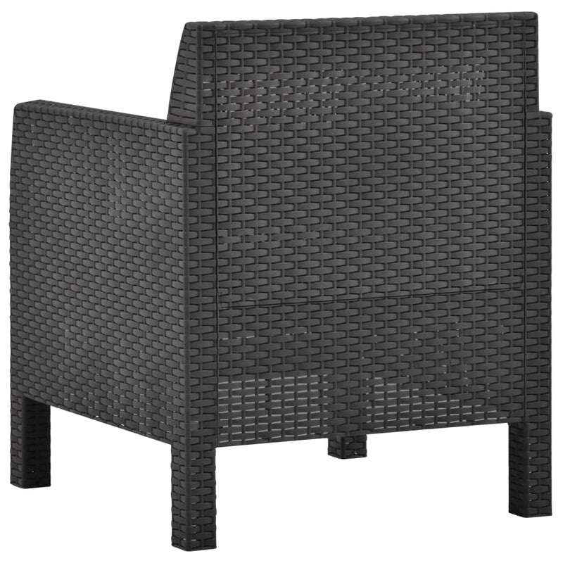 Garden Chairs with Cushions 2 pcs PP Rattan Anthracite