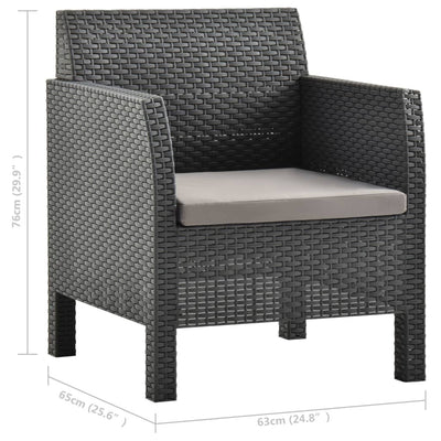 Garden Chairs with Cushions 2 pcs PP Rattan Anthracite