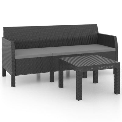 2 Piece Garden Lounge Set with Cushions PP Rattan Anthracite