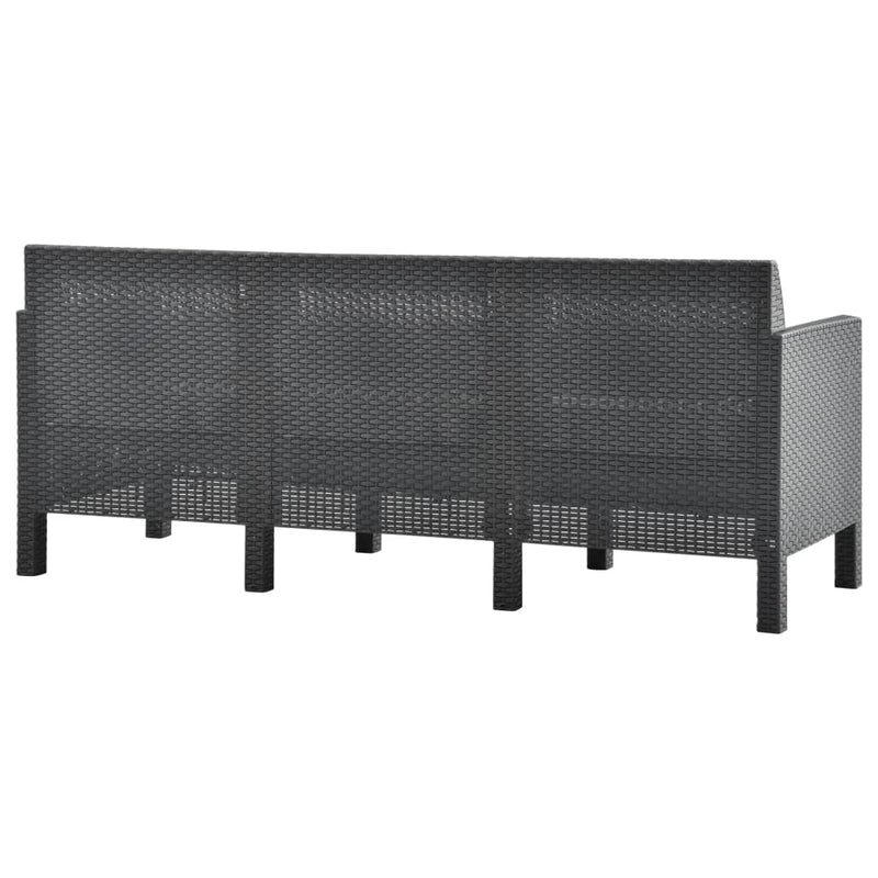 2 Piece Garden Lounge Set with Cushions PP Rattan Anthracite