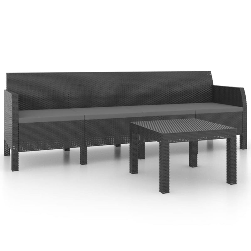 2 Piece Garden Lounge Set with Cushions PP Rattan Anthracite