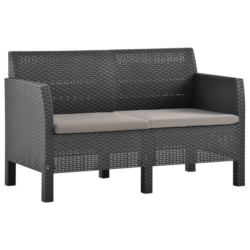 3 Piece Garden Lounge Set with Cushions PP Rattan Anthracite